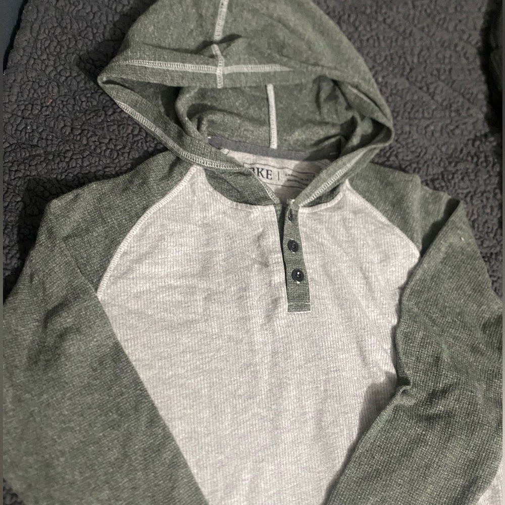 BKE Kids Heather Green and Gray Hooded Shirt